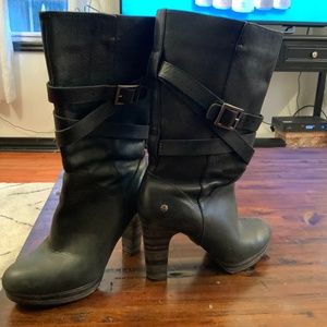 UGG | Shoes | Black Leather Ugg Boots 